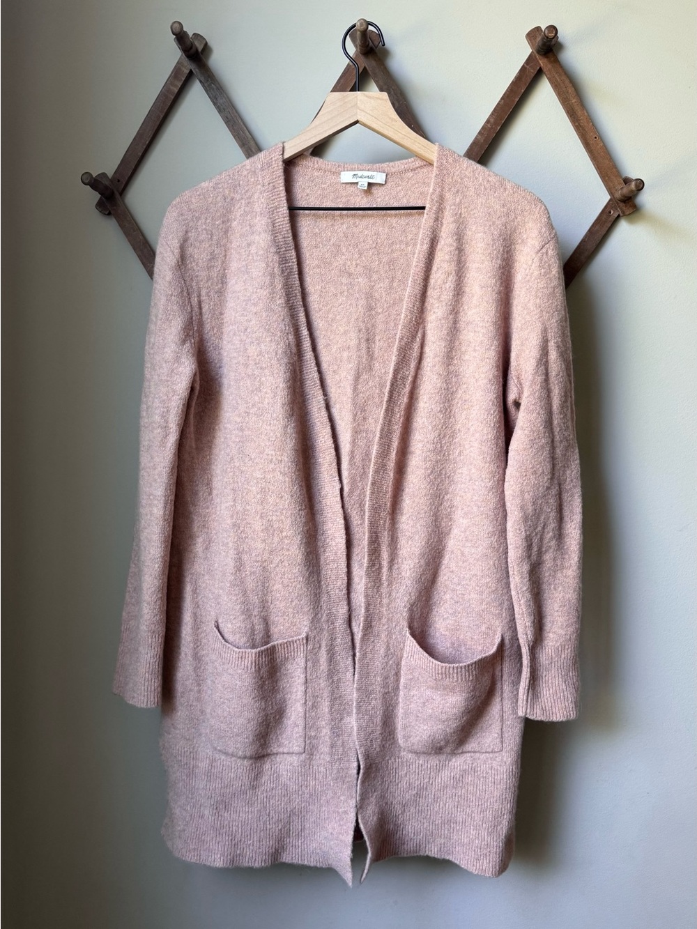 Madewell Kent Cardigan Wool Alpaca Blend Sweater In Heather Carnation Size XS